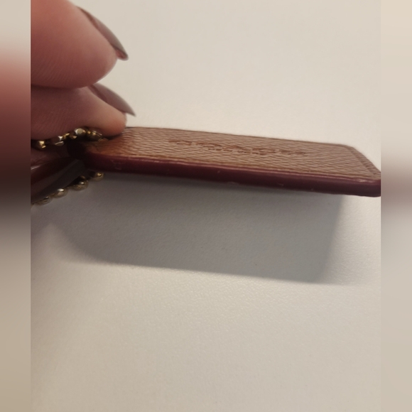 Coach Brown Leather Purse Tag With Red Trim Perfect Condition!! - Picture 3 of 4